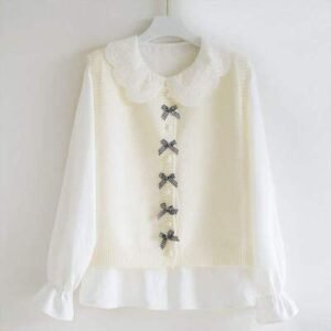 Charming Lace-Trimmed Bow Top 💖